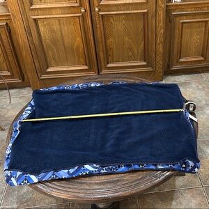 Lands End Navy Blue Fleece Dog Bed Cover  with Patterned Back XL 42 x 32 NWT